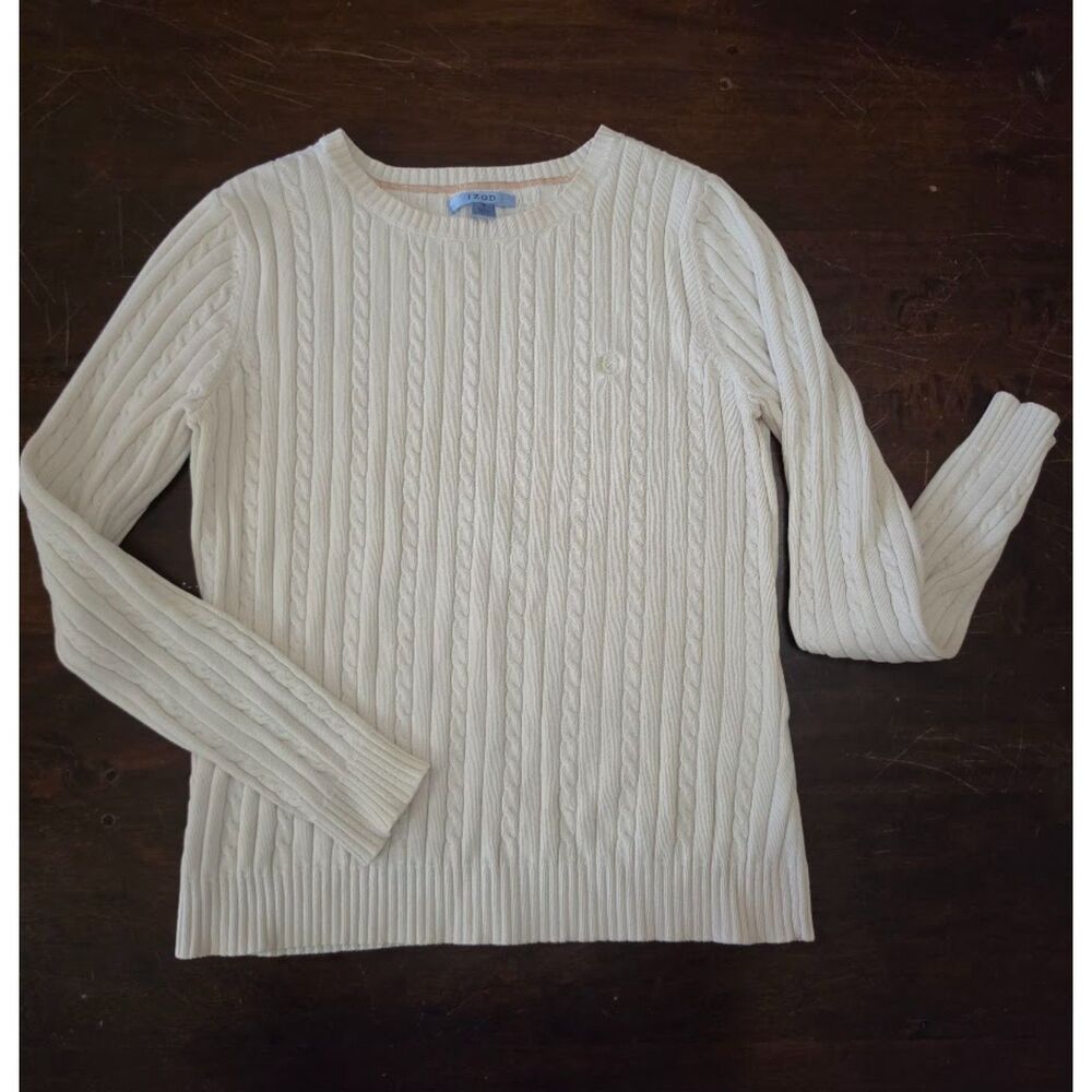 Izod cable knit sweater cream color size S